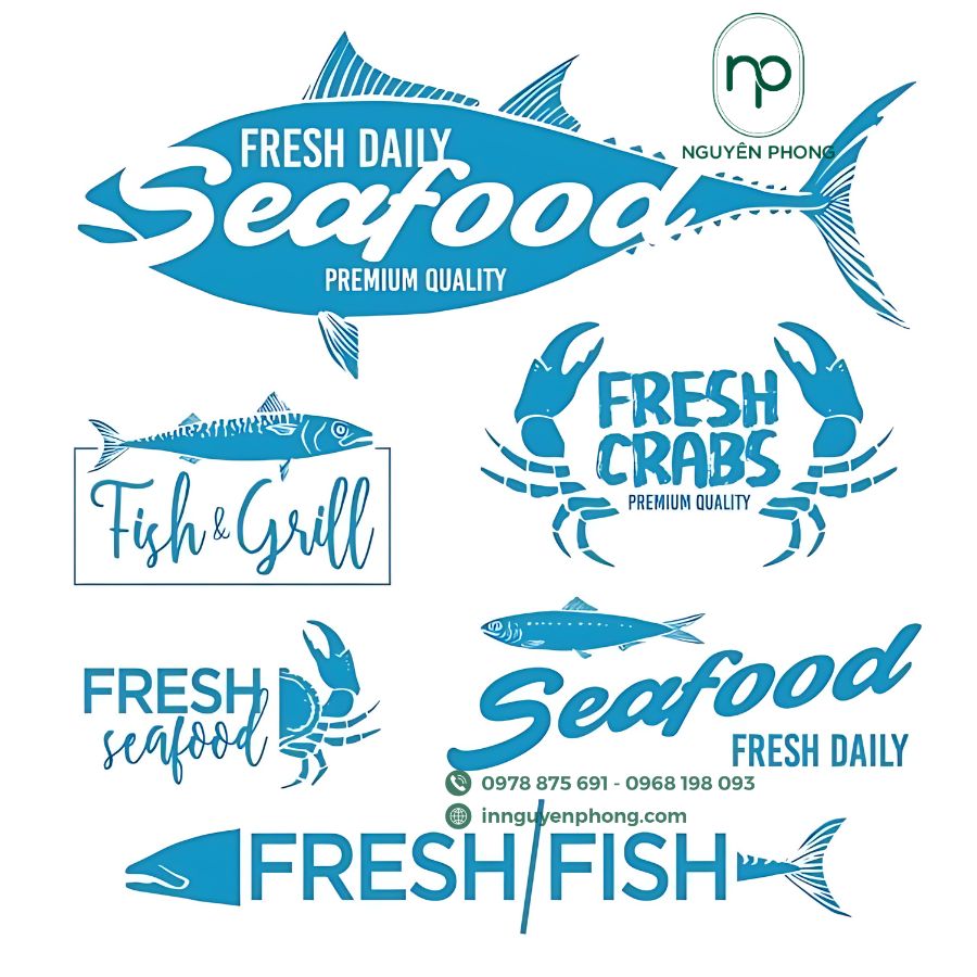 In tem sản phẩm hải sản chuyên nghiệp, chất lượng cao